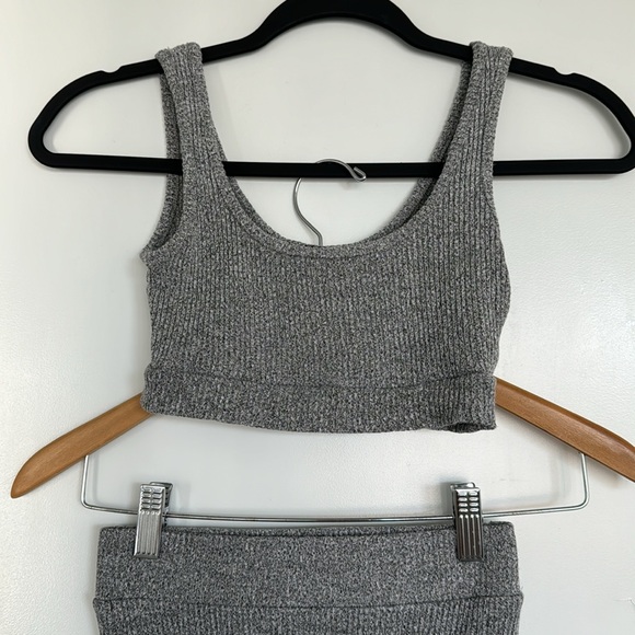 JLux Label Ribbed Skirt Set in Heather Grey - Picture 2 of 3